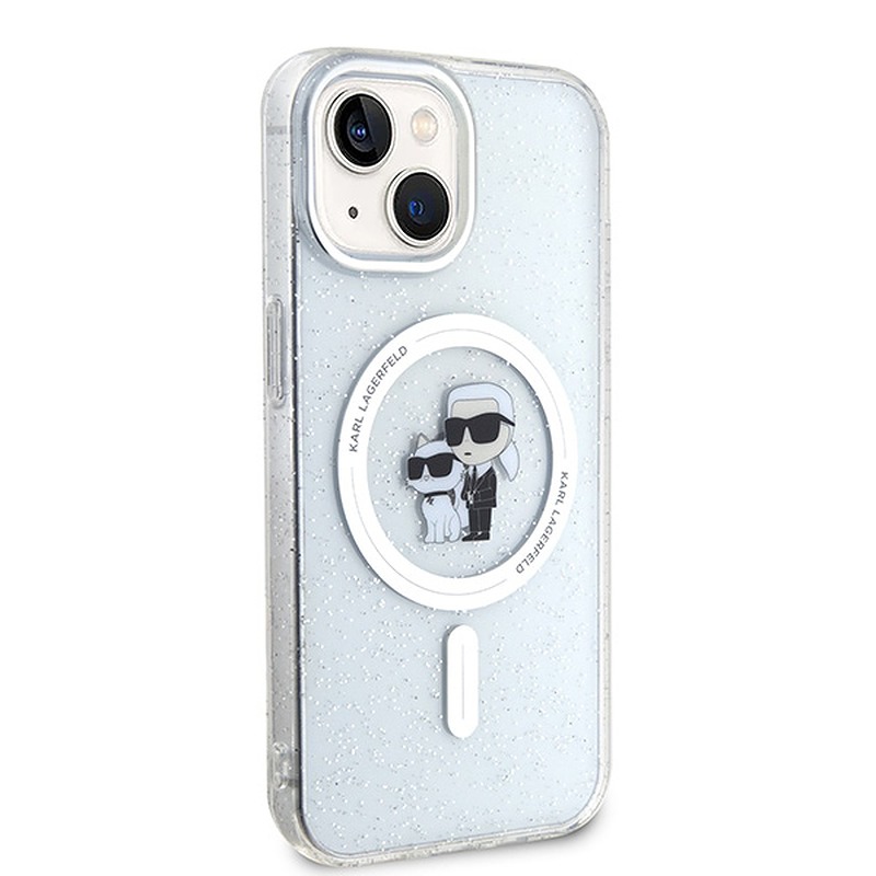 Karl Lagerfeld case for iPhone 15 6,1" KLHMP15SHGKCNOT transparent HC Magsafe IML KC Glitter - Billede 4