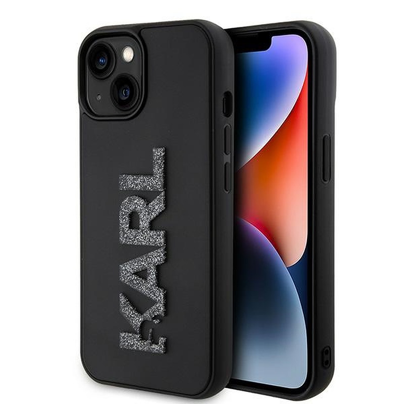 Karl Lagerfeld case for iPhone 15 6,1" KLHCP15S3DMBKCK black HC 3D Logo Glitter