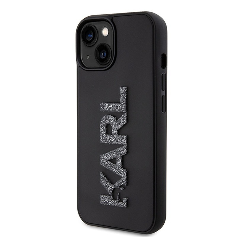 Karl Lagerfeld case for iPhone 15 6,1" KLHCP15S3DMBKCK black HC 3D Logo Glitter - Billede 2