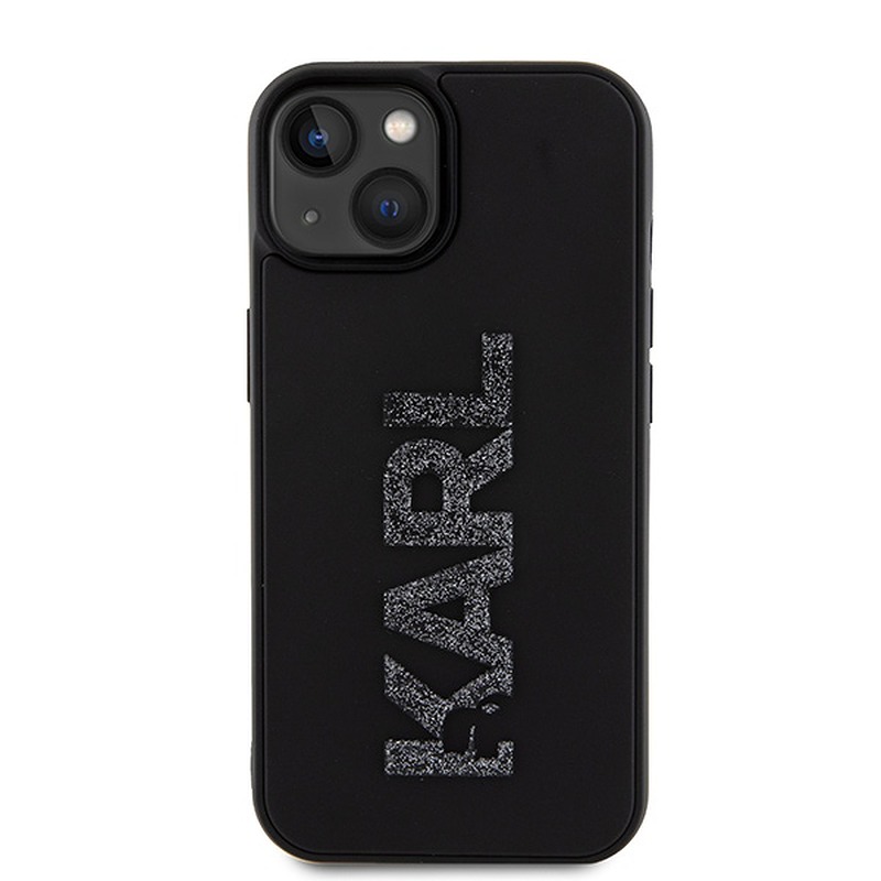 Karl Lagerfeld case for iPhone 15 6,1" KLHCP15S3DMBKCK black HC 3D Logo Glitter - Billede 3