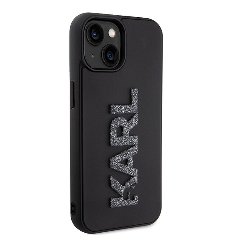Karl Lagerfeld case for iPhone 15 6,1" KLHCP15S3DMBKCK black HC 3D Logo Glitter - Billede 4