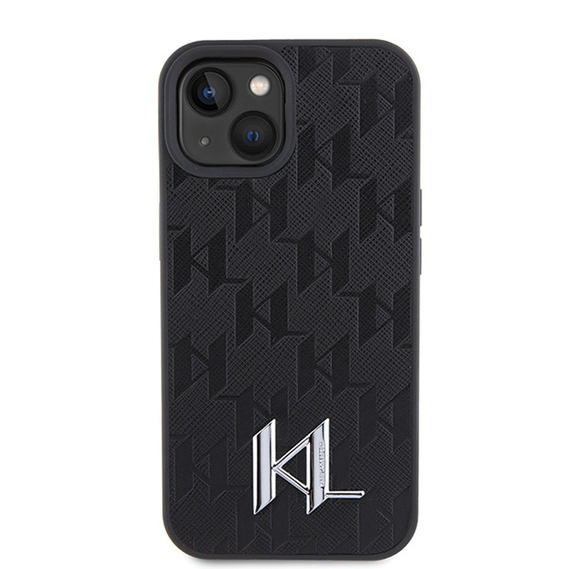 Karl Lagerfeld case for iPhone 15 6,1" KLHCP15SPKLPKLK black HC Hot Stamp Monogram KL Metal Logo - Billede 3