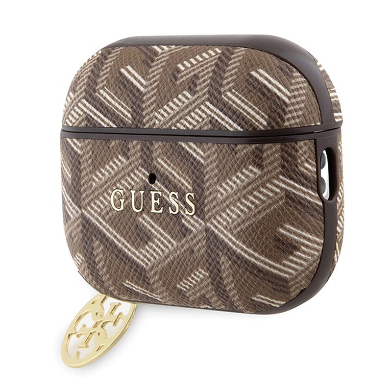 Guess case for AirPods Pro 2 GUAP2PGCE4CW brown Gcube Classic Gold Logo W/Charm - Billede 3