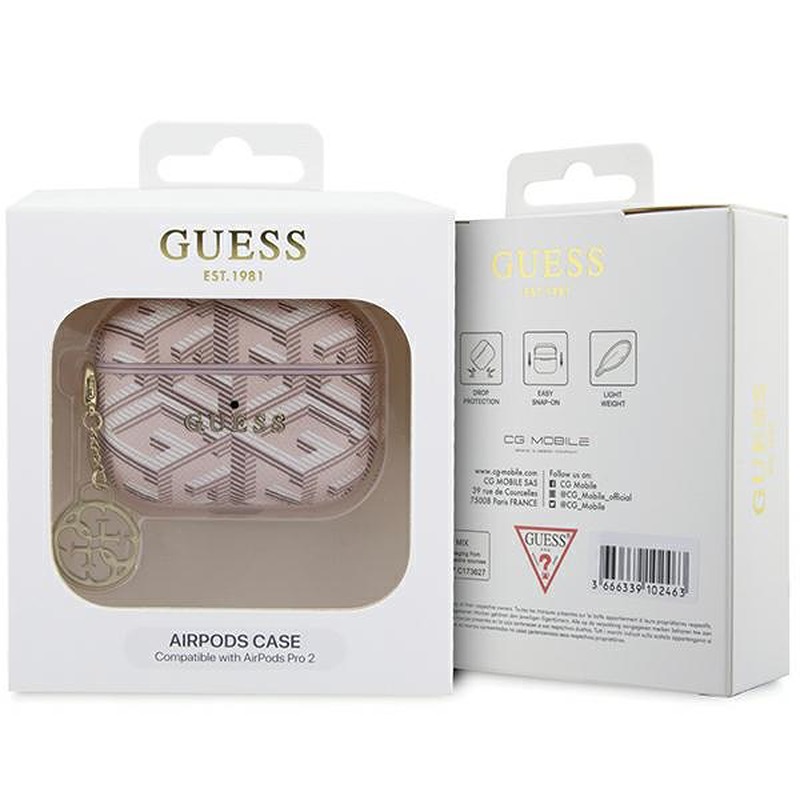 Guess case for AirPods Pro 2 GUAP2PGCE4CP pink Gcube Classic Gold Logo W/Charm - Billede 4