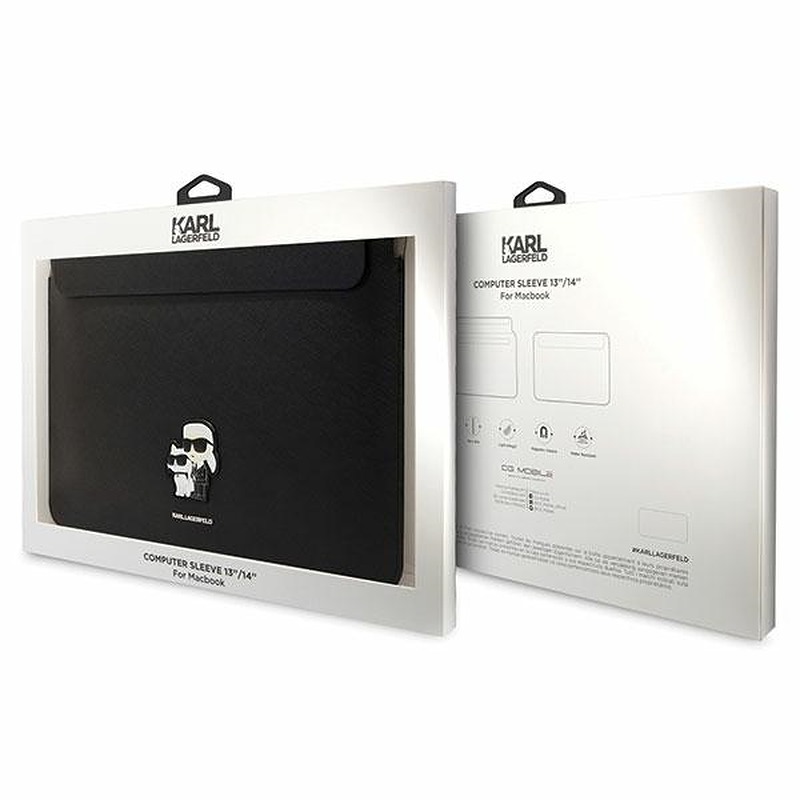 Karl Lagerfeld bag for laptop 14" KLCS14SAKCPMK black Saffiano Karl&Choupette - Billede 4