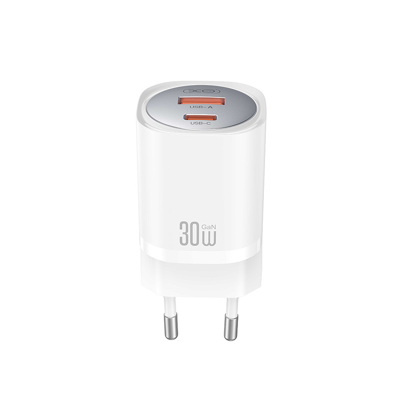 XO wall charger CE21 PD 30W 1x USB-C 1x USB white + cable USB-C - USB-C - Billede 2