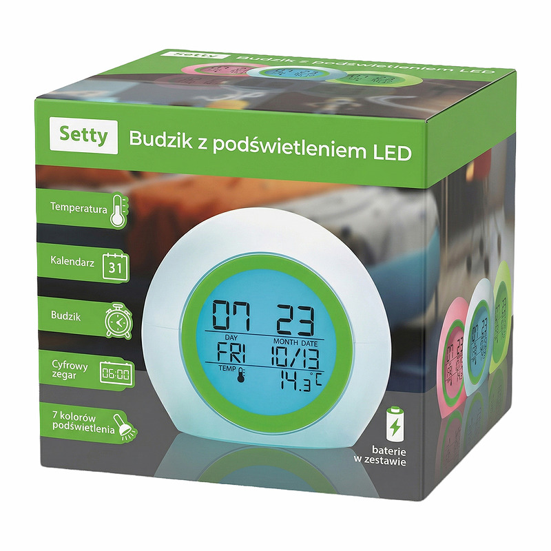 Setty alarm clock with LED light green - Billede 2