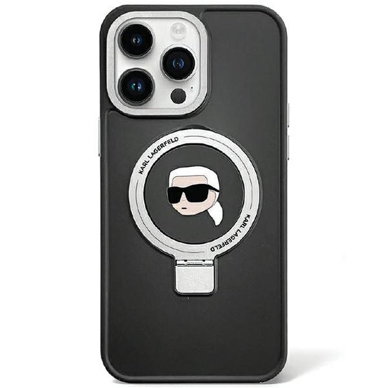 Karl Lagerfeld case for iPhone 15 6,1" KLHMP15SHMRSKHK black HC Magsafe Ringstand KH