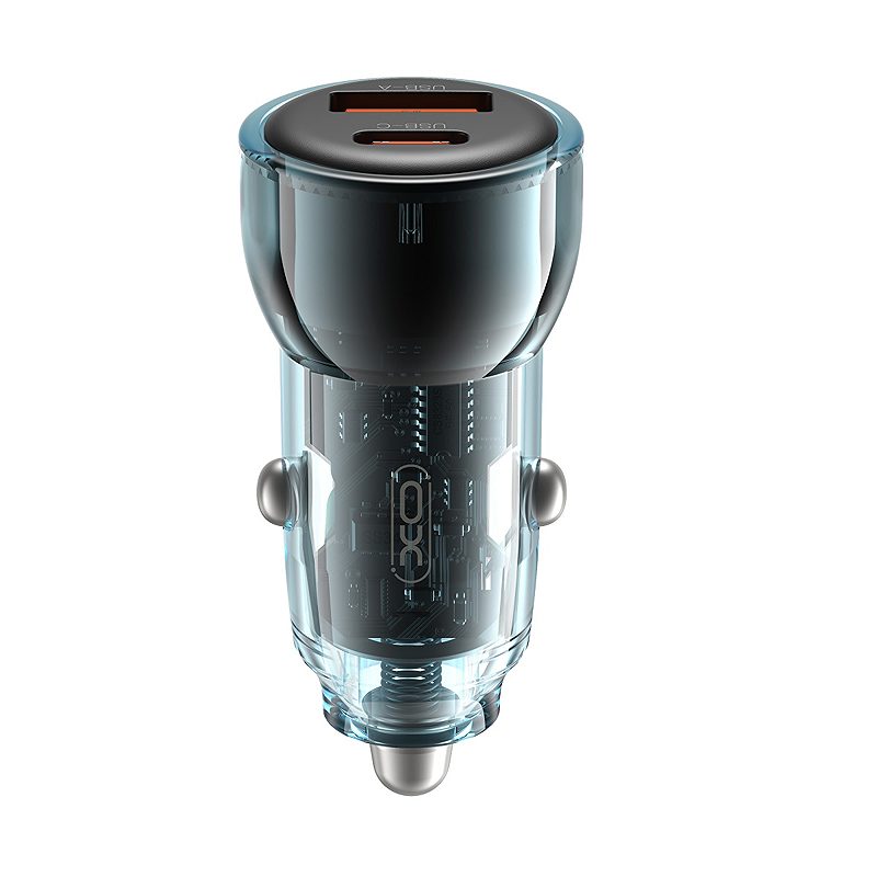 XO car charger CC60 60W 1x USB 1x USB-C blue + USB-C - USB-C cable - Billede 2