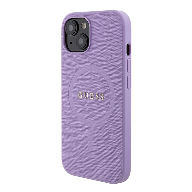 Guess case for iPhone 15 6,1" GUHMP15SPSAHMCU purple hardcase Saffiano MagSafe - Billede 2