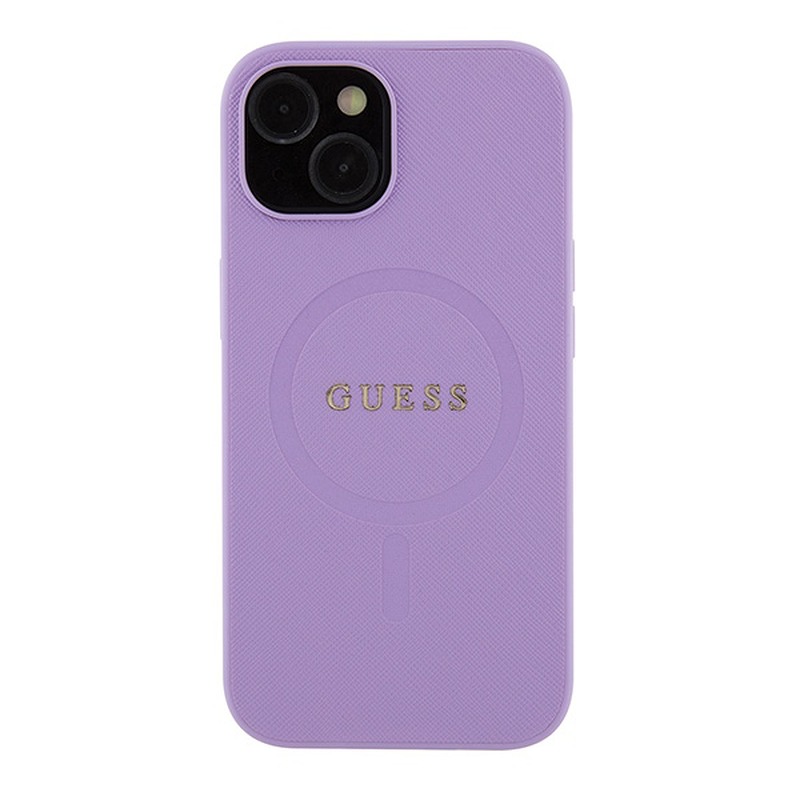 Guess case for iPhone 15 6,1" GUHMP15SPSAHMCU purple hardcase Saffiano MagSafe - Billede 3