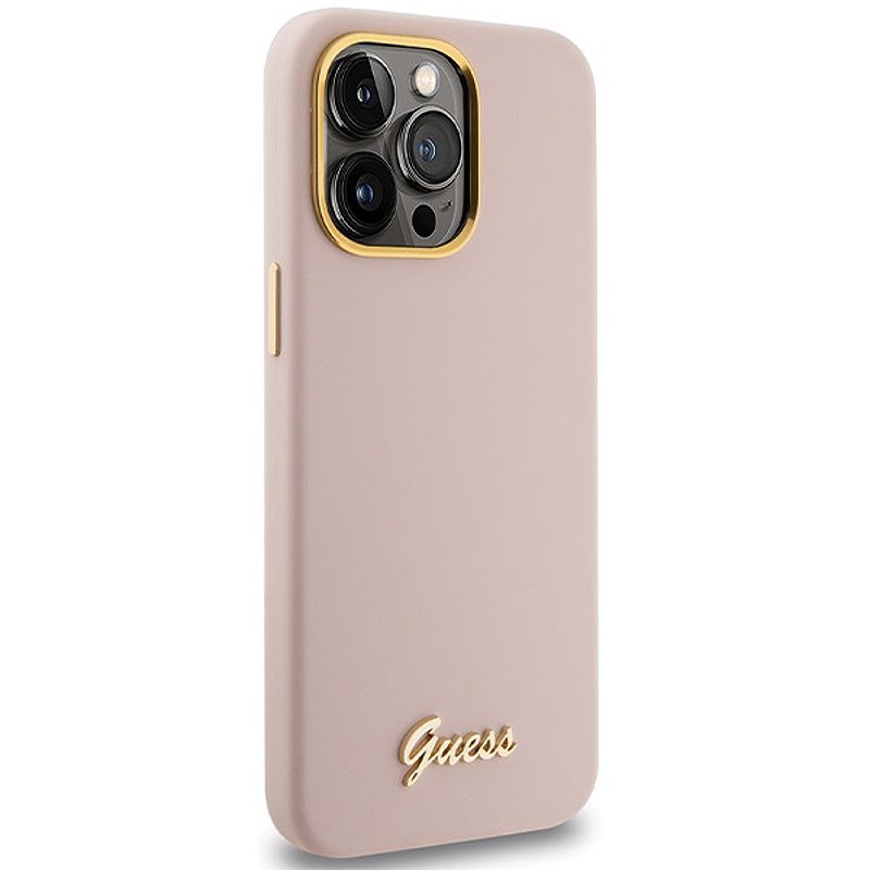 Guess case for iPhone 15 Pro 6,1" GUHCP15LSMBSLP pink HC SILICONE SCRIPT METAL LOGO & FRAME - Billede 4