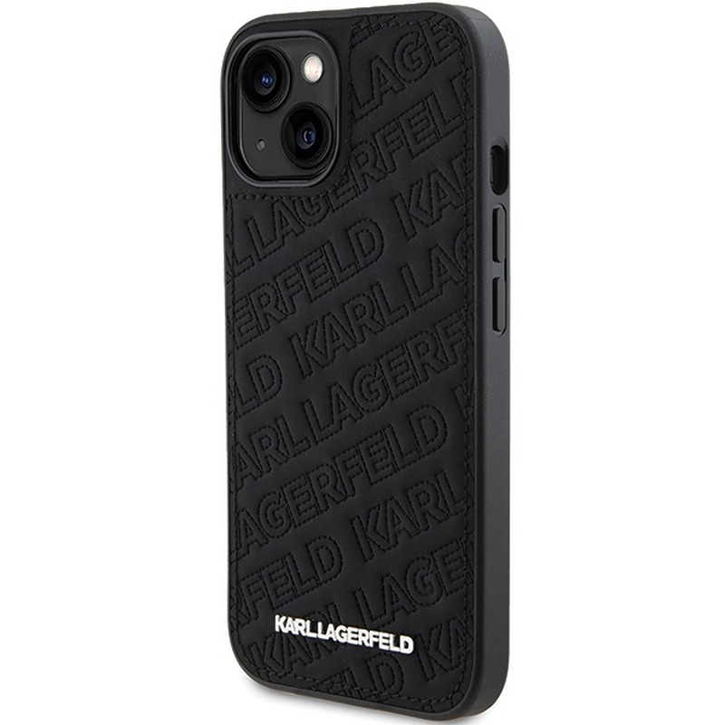 Karl Lagerfeld case for iPhone 15 6,1" KLHCP15SPQKPMK black HC QUILTED K PATTERN - Billede 2