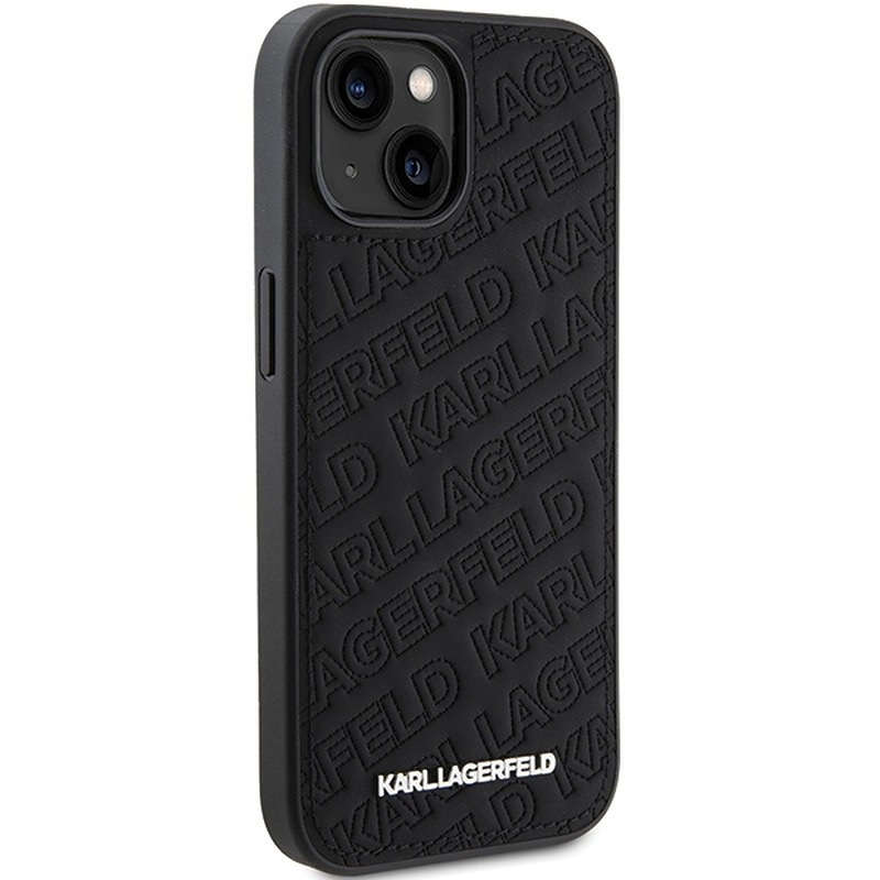 Karl Lagerfeld case for iPhone 15 6,1" KLHCP15SPQKPMK black HC QUILTED K PATTERN - Billede 4