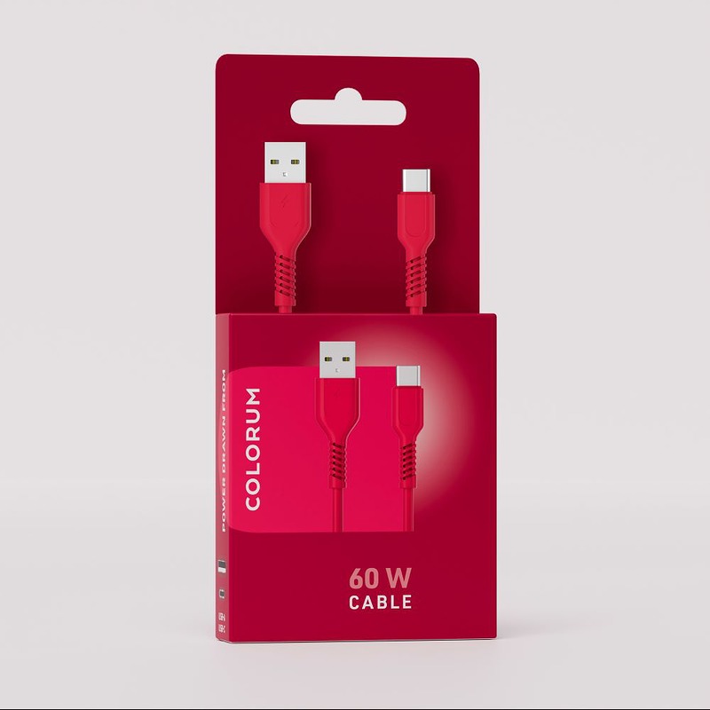 COLORUM cable USB-A - USB-C 1,8m 3A CK60-AC-02 xMagenta - Billede 3