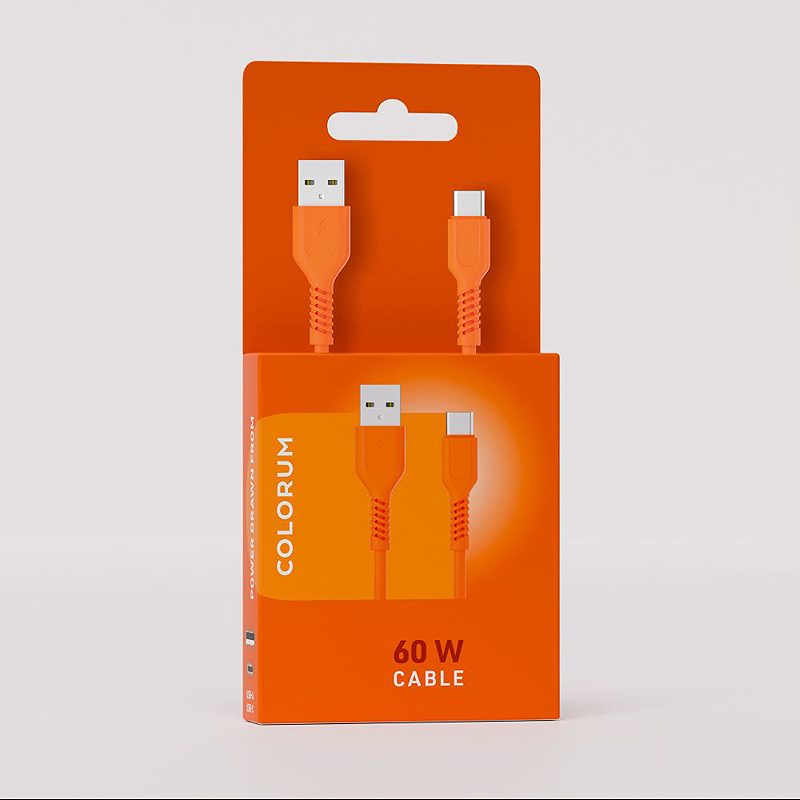 COLORUM cable USB-A - USB-C 1,8m 3A CK60-AC-10 xOrange - Billede 3