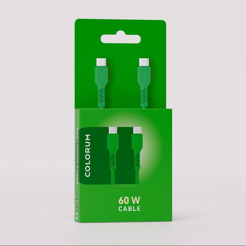 COLORUM cable USB-C - USB-C 1,8m 3A CK60-CC-04 xGreen - Billede 3
