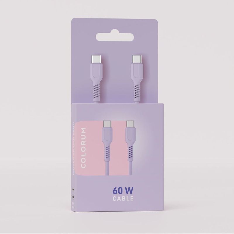 COLORUM cable USB-C - USB-C 1,8m 3A CK60-CC-09 xLavenda - Billede 3