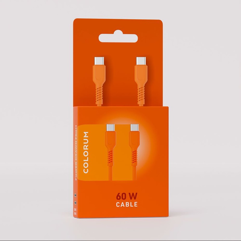 COLORUM cable USB-C - USB-C 1,8m 3A CK60-CC-10 xOrange - Billede 3