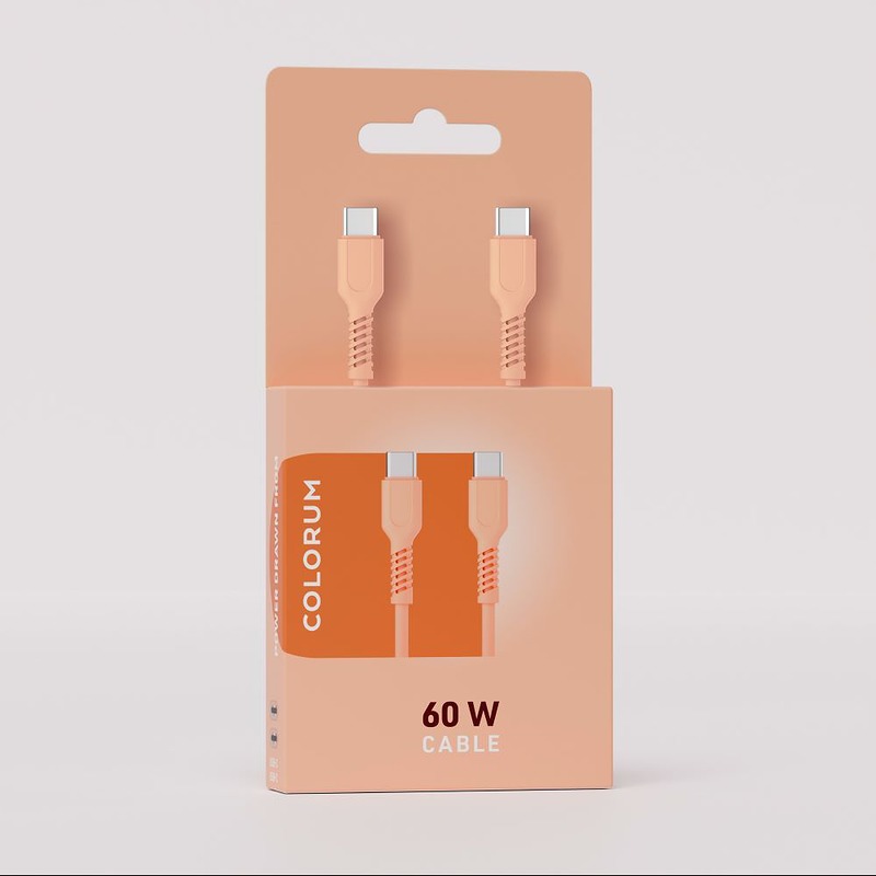 COLORUM cable USB-C - USB-C 1,8m 3A CK60-CC-14 x Peach Fuzz - Billede 3
