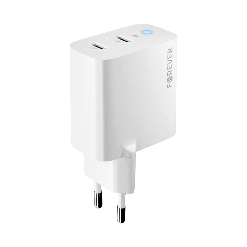 Forever TC-06-65CC GaN PD QC charger 2x USB-C 65W white - Billede 2