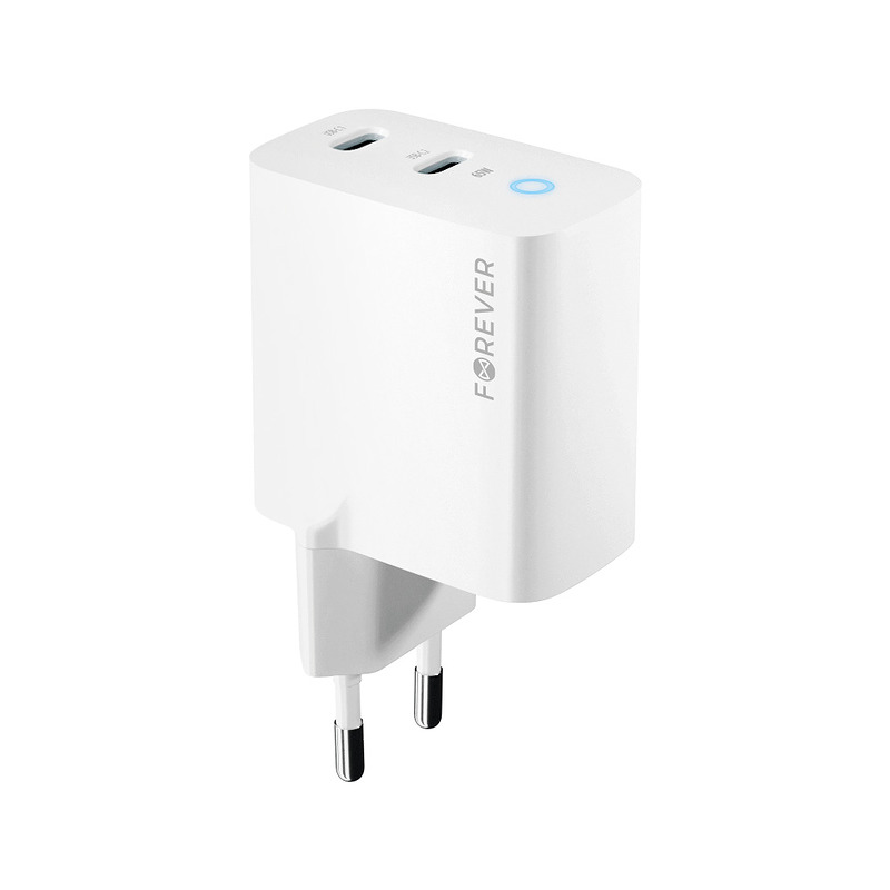 Forever TC-06-65CC GaN PD QC charger 2x USB-C 65W white - Billede 4