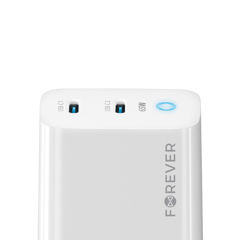 Forever TC-06-65CC GaN PD QC charger 2x USB-C 65W white - Billede 5