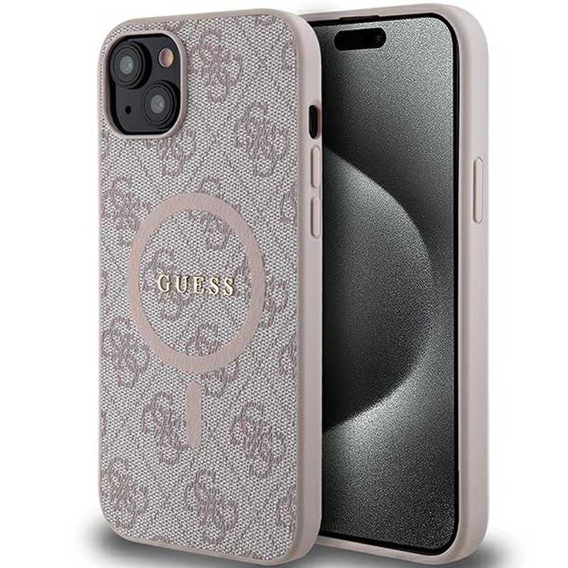 Guess case for iPhone 15 Plus 6,7" GUHMP15MG4GFRP pink HC MAGSAFE PU 4G RING CLASSIC LOGO