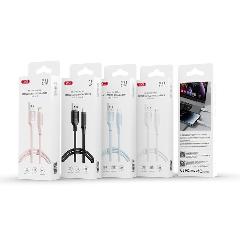 XO cable NB265 USB - Lightning  1,0m 2,4A pink - Billede 2