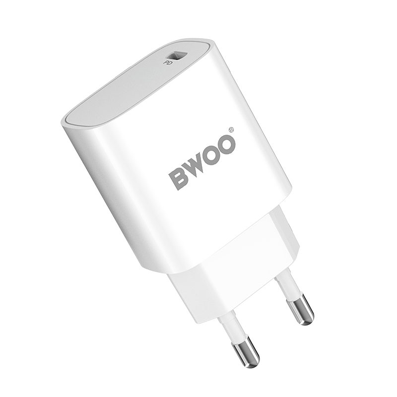 BWOO CDA159 PD wall charger 20W 1x USB-C port + Lightning white - Billede 4
