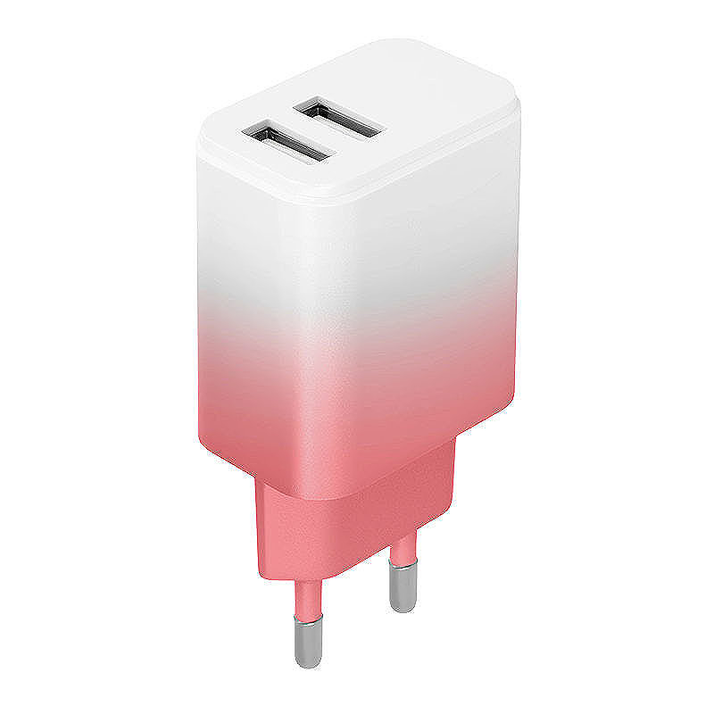 Setty charger 2x USB 18W LSIG-AA-20 white-pink gradient