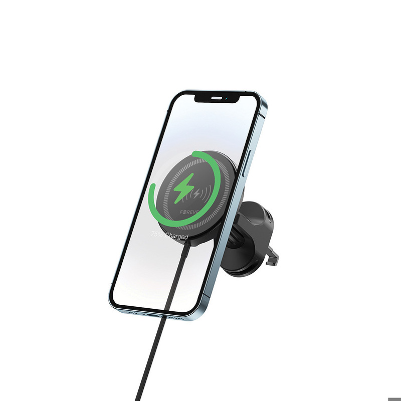 Forever car holder for air vent MACH-300 magnetic with wireless charging black Qi2 15W - Billede 2
