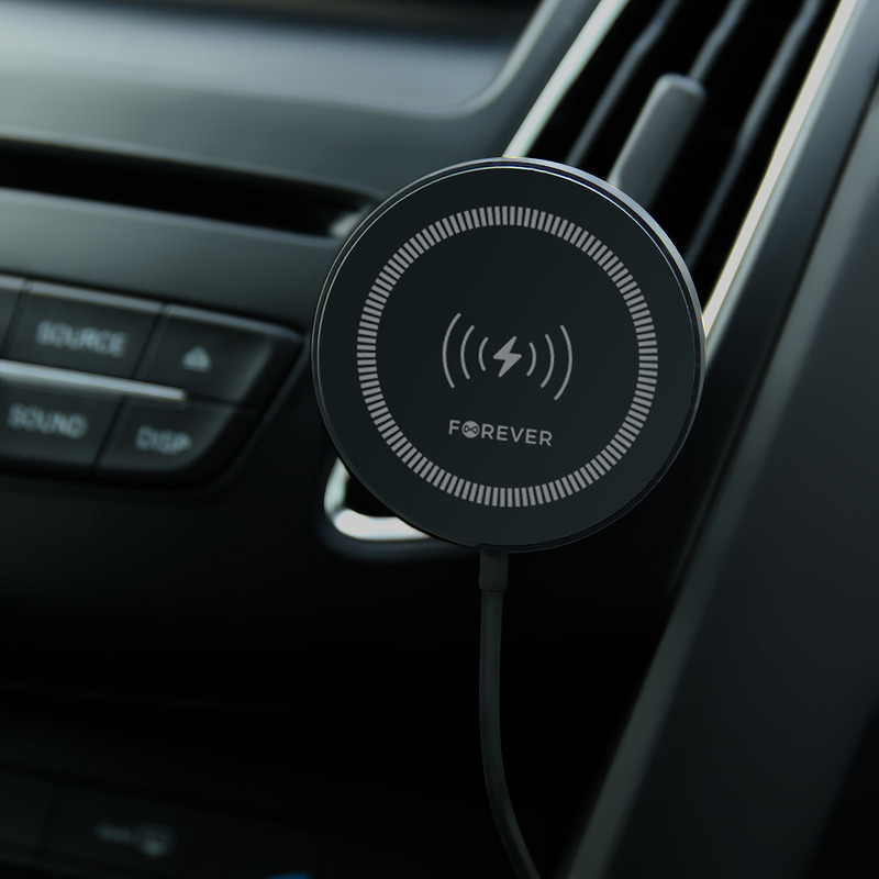 Forever car holder for air vent MACH-300 magnetic with wireless charging black Qi2 15W - Billede 4