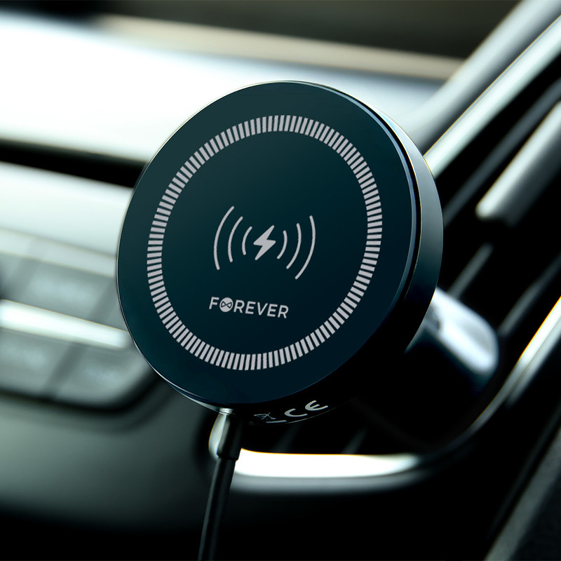 Forever car holder for air vent MACH-300 magnetic with wireless charging black Qi2 15W - Billede 5