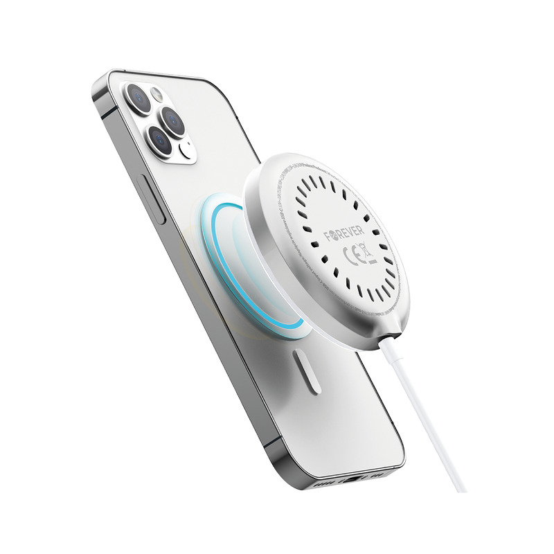Forever MAWC-300 magnetic wireless charger Qi2 15W silver - Billede 2