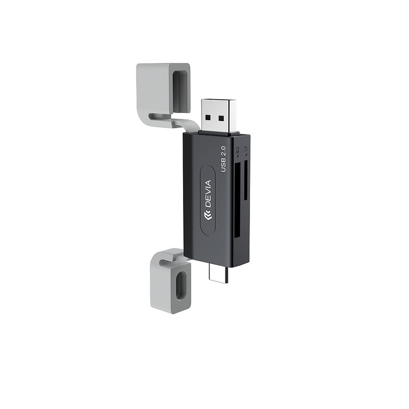 Devia card reader 2in1 EL239 USB/USB-C 2.0 black - Billede 2