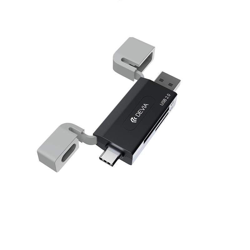 Devia card reader 2in1 EL239 USB/USB-C 2.0 black - Billede 5