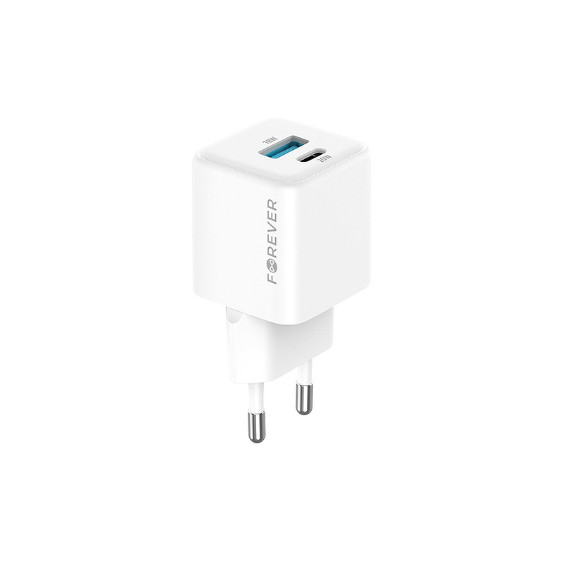 Forever TC-08-20AC GaN PD QC charger 1x USB-C 1x USB 20W white - Billede 2