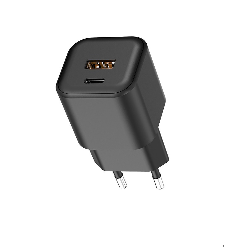 Setty wall charger USB-A + USB-C 20W LSGaN-AC-201 black - Billede 4