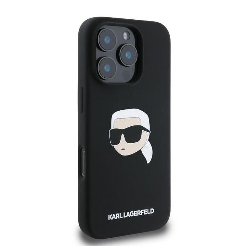 Karl Lagerfeld case for iPhone 16 Pro Max 6,9" KLHMP16XSKHPPLK black hardcase Silicone KL Head Print MagSafe - Billede 2
