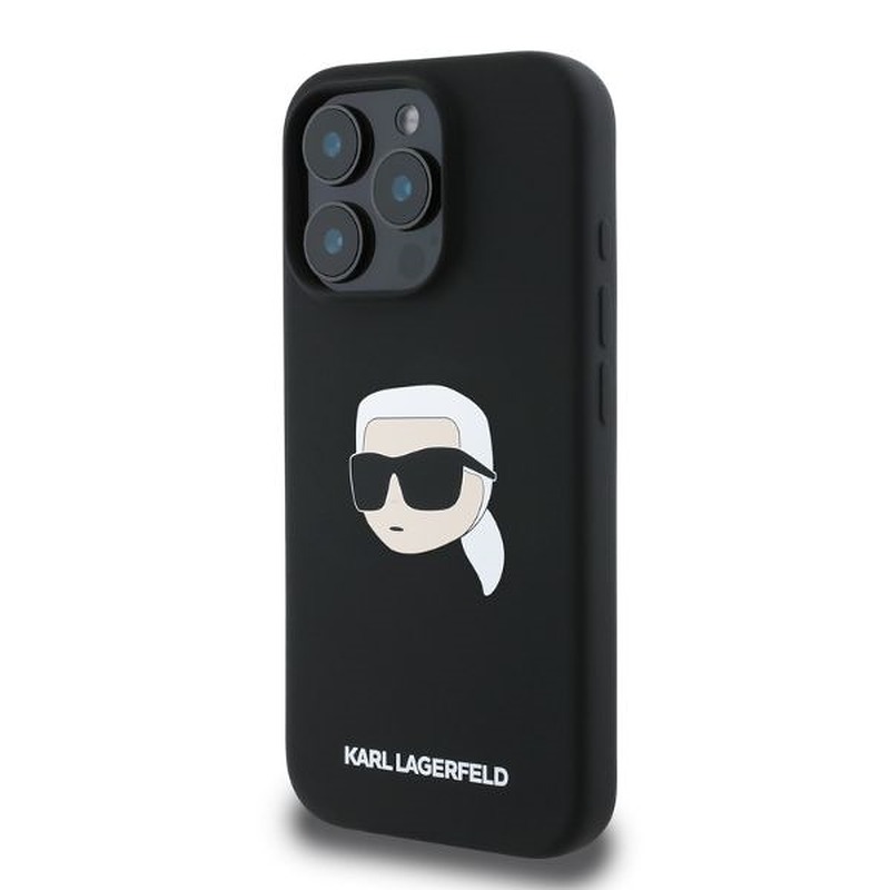 Karl Lagerfeld case for iPhone 16 Pro Max 6,9" KLHMP16XSKHPPLK black hardcase Silicone KL Head Print MagSafe - Billede 3
