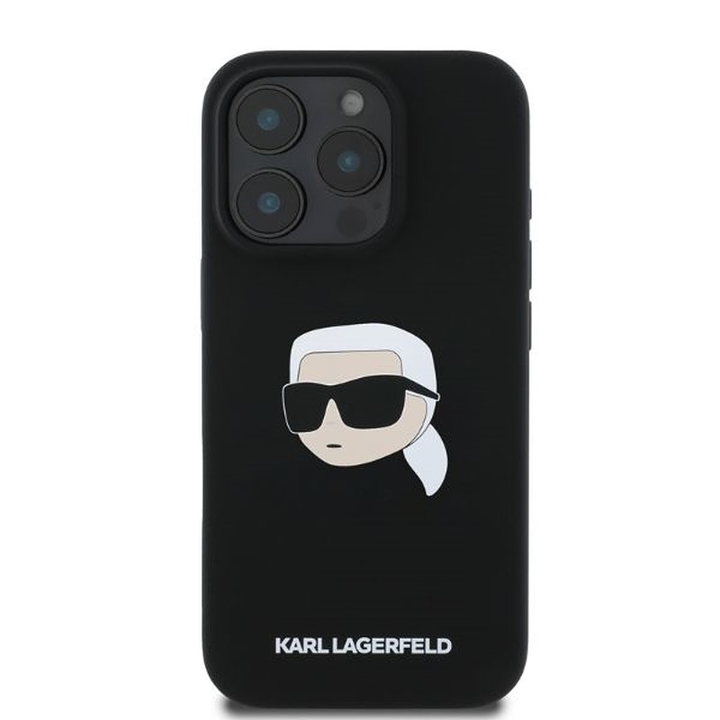 Karl Lagerfeld case for iPhone 16 Pro Max 6,9" KLHMP16XSKHPPLK black hardcase Silicone KL Head Print MagSafe - Billede 4