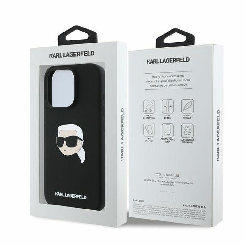 Karl Lagerfeld case for iPhone 16 Pro Max 6,9" KLHMP16XSKHPPLK black hardcase Silicone KL Head Print MagSafe - Billede 5