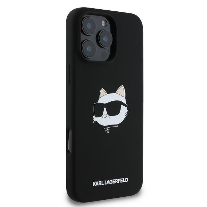 Karl Lagerfeld case for iPhone 16 Pro 6,3" KLHMP16LSCHPPLK black hardcase Silicone Choupette Head Print MagSafe - Billede 2