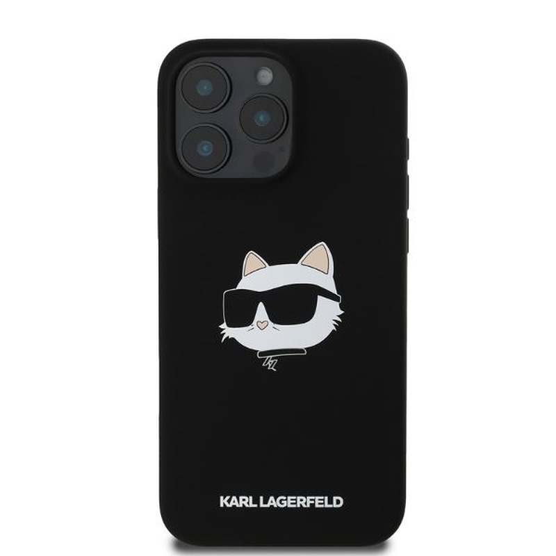 Karl Lagerfeld case for iPhone 16 Pro 6,3" KLHMP16LSCHPPLK black hardcase Silicone Choupette Head Print MagSafe - Billede 3