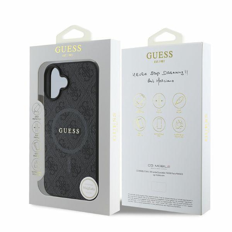 Guess case for iPhone 16 6,1" GUHMP16SG4GFRK black hardcase 4G Ring Classic Logo MagSafe - Billede 5
