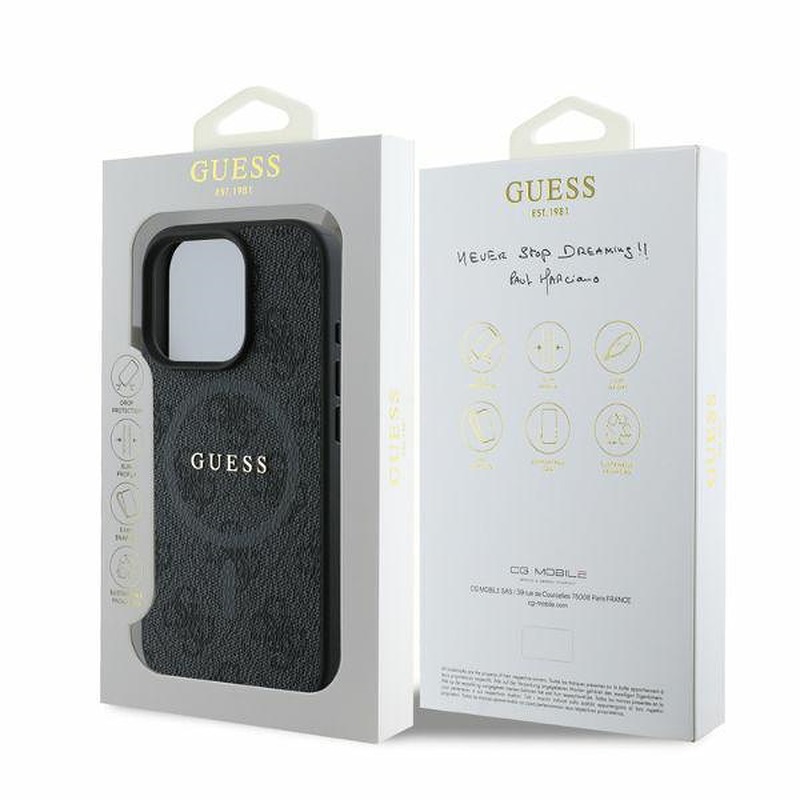 Guess case for iPhone 16 Pro Max 6,9" GUHMP16XG4GFRK black hardcase 4G Ring Classic Logo MagSafe - Billede 4