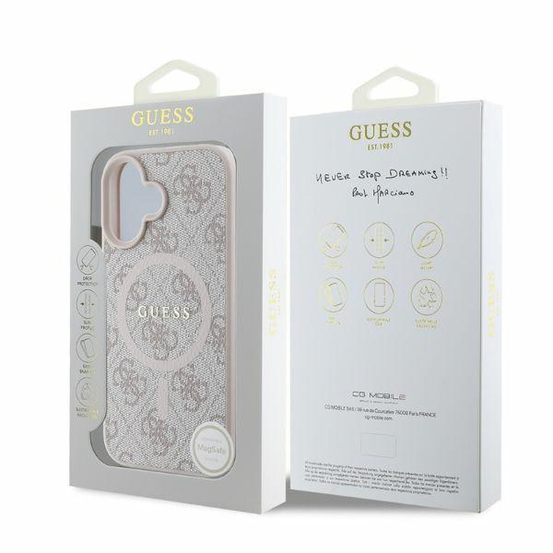 Guess case for iPhone 16 6,1" GUHMP16SG4GFRP pink hardcase 4G Ring Classic Logo MagSafe - Billede 4