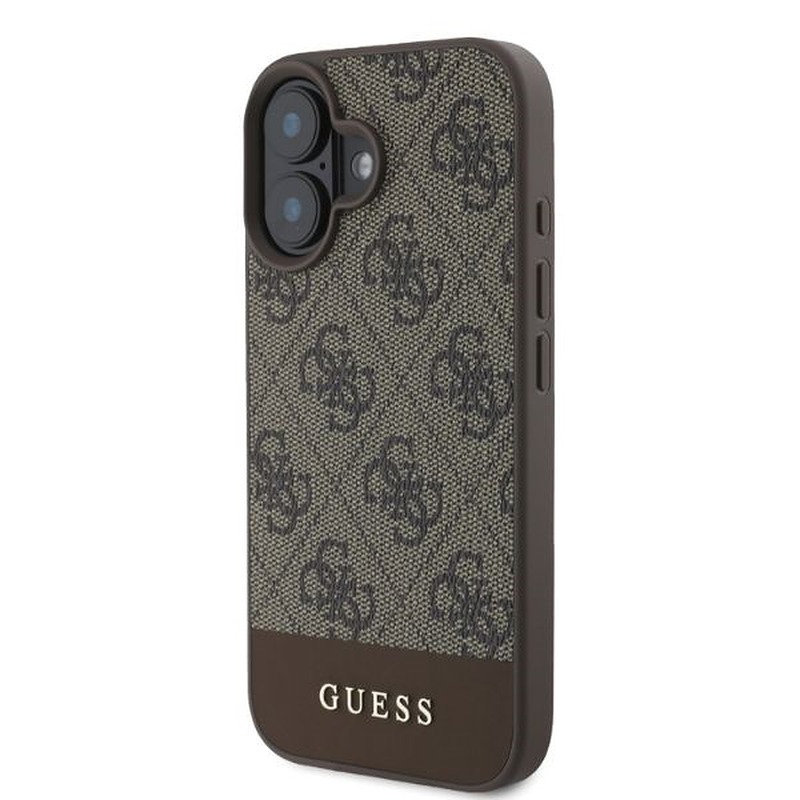 Guess case for iPhone 16 6,1" GUHCP16SG4GLBR brown hardcase 4G Bottom Stripe - Billede 2