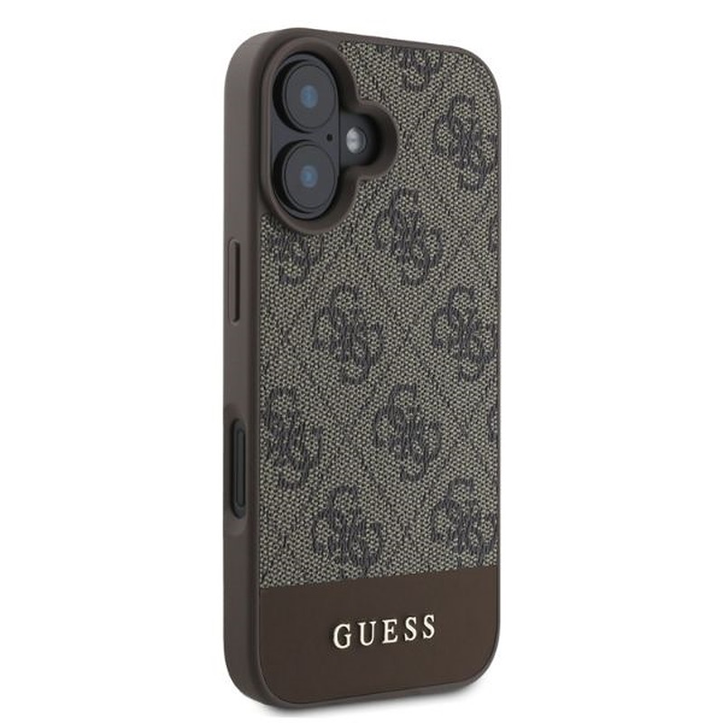 Guess case for iPhone 16 6,1" GUHCP16SG4GLBR brown hardcase 4G Bottom Stripe - Billede 4